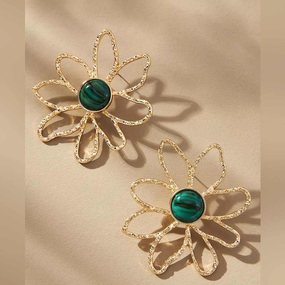 NWT Gold Wire Flower Earrings By Anthropologie
